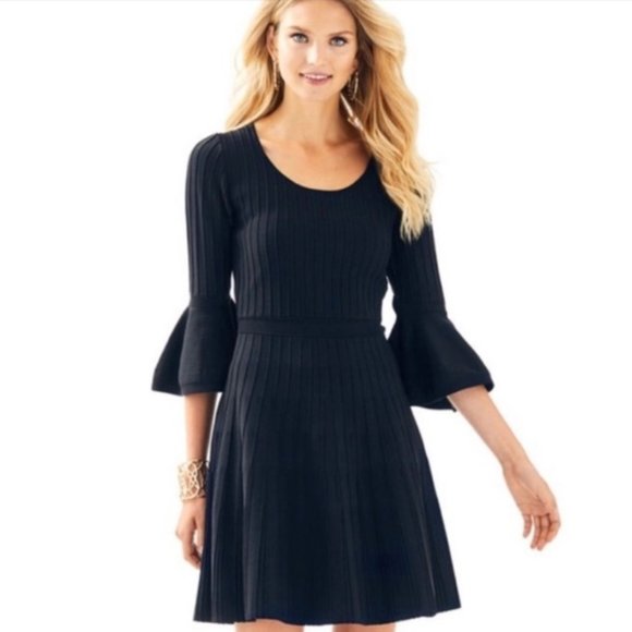 Lilly Pulitzer Brandi Dress Fit & Flare, Round Neck Black XS - Picture 1 of 7
